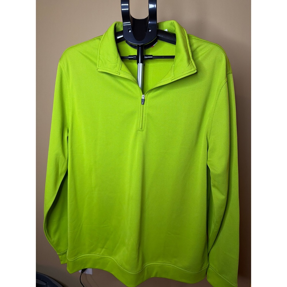 IZOD PerformX Mens Lime Green Quarter‎ Zip Pullover Performance Shirt Size Large
